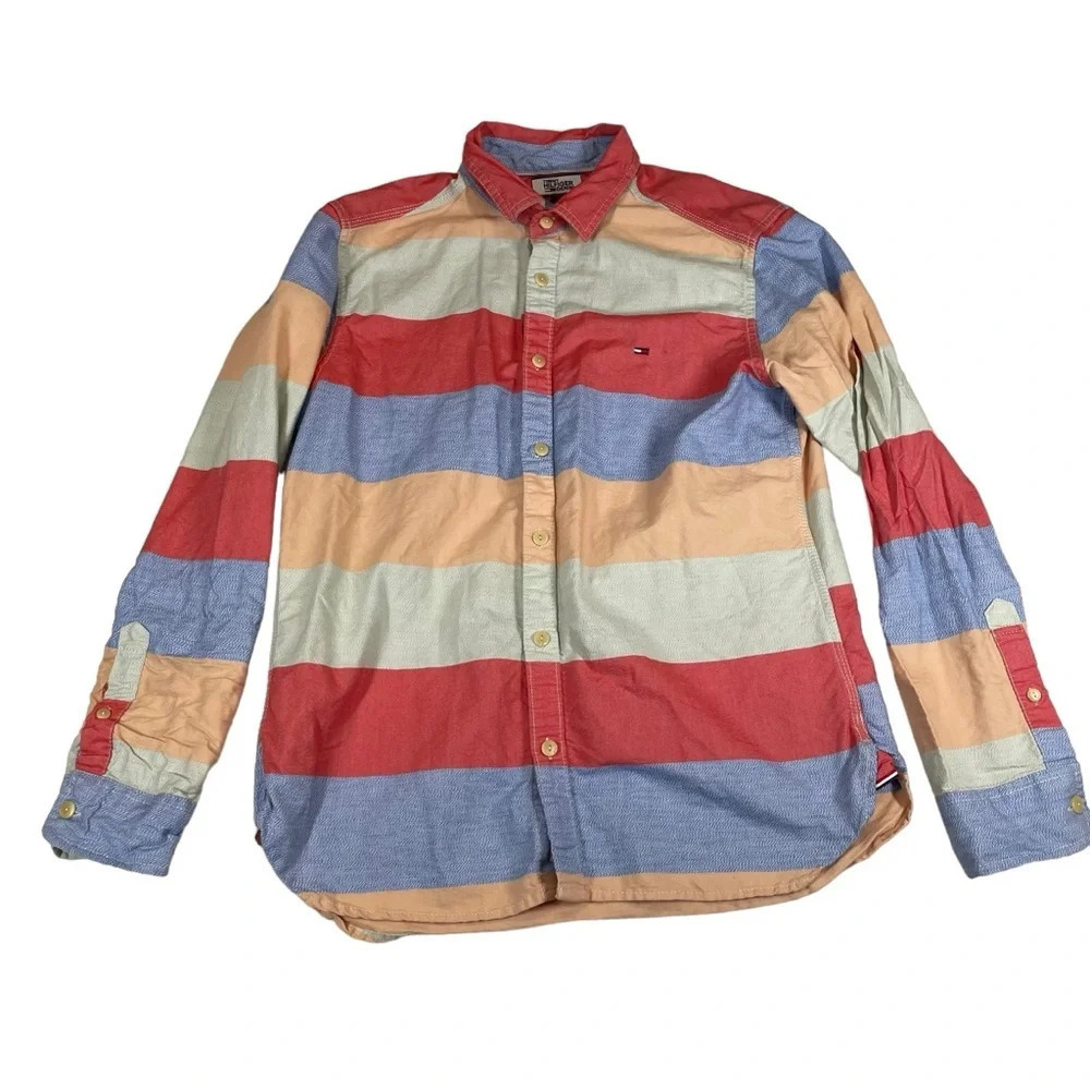 Tommy Hilfiger Color Block Striped Button Up Shir… - image 1